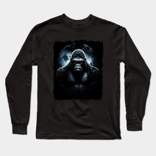 Moonlit Gorilla - Intense Nighttime Presence Long Sleeve T-Shirt